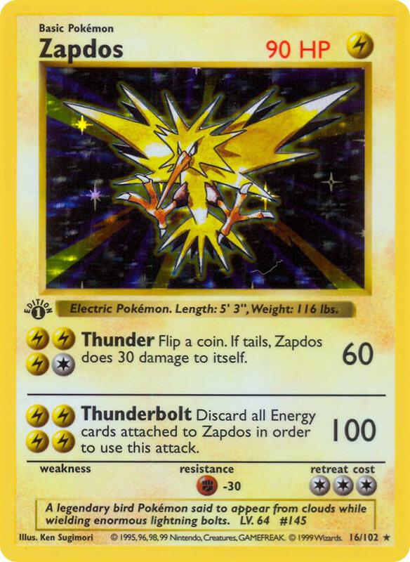 Karta Pokemon Zapdos 16/102 - Base Set (Shadowless)