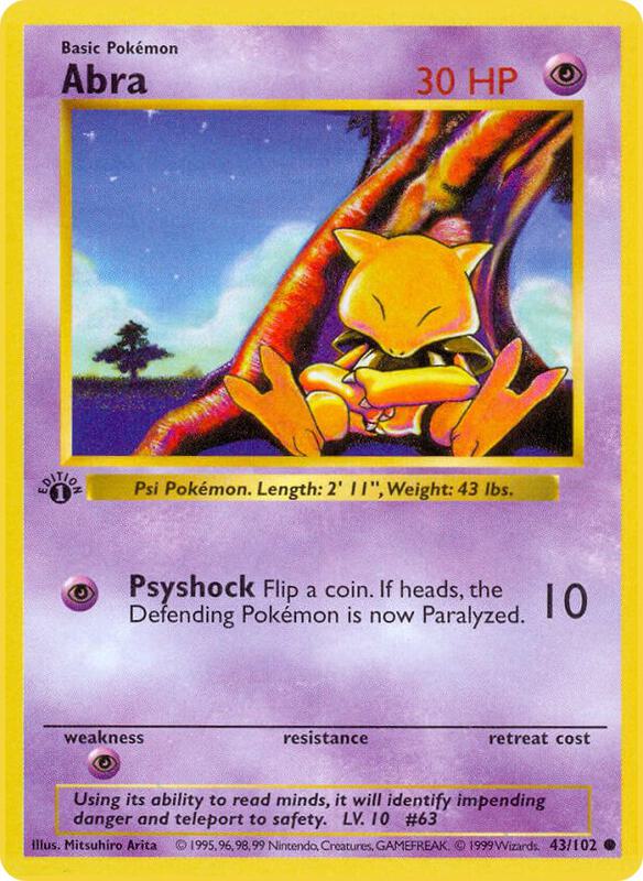Karta Pokemon Abra 43/102 - Base Set (Shadowless)
