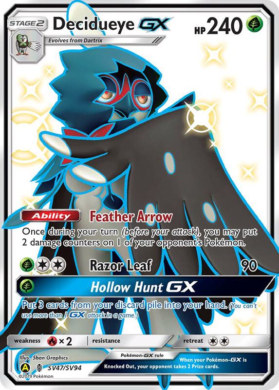 Karta Pokemon Decidueye GX - Hidden Fates: Shiny Vault SV47/SV94