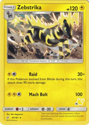Karta Pokemon Zebstrika 45/181 (#16 Pikachu Stamped) - Battle Academy