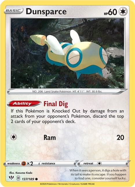 Dunsparce 137/189 - Darkness Ablaze
