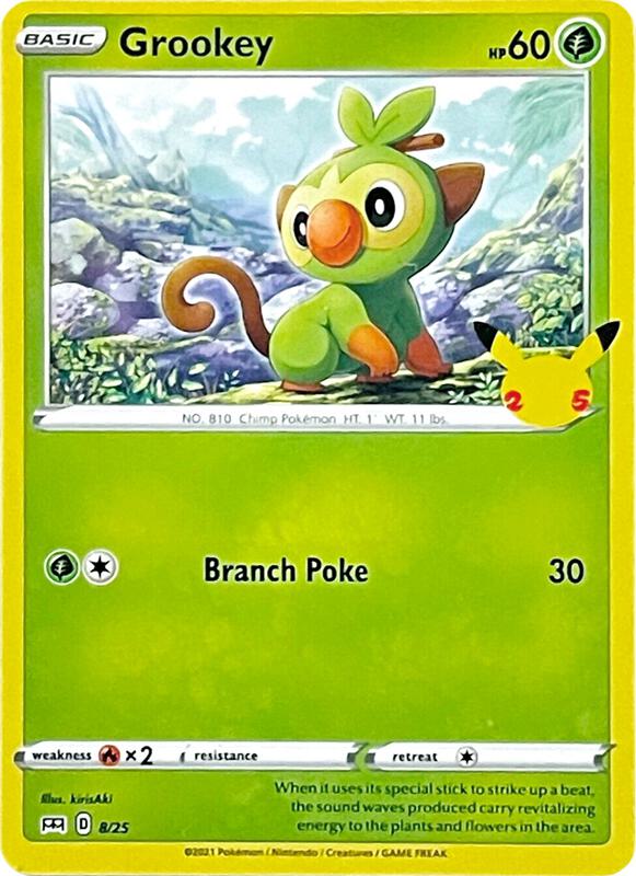 Karta Pokemon Grookey 8/025 - 8/25 - McDonald's 25th Anniversary Promos