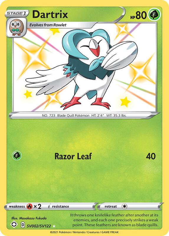 Karta Pokemon Dartrix - Shining Fates: Shiny Vault SV002/SV122