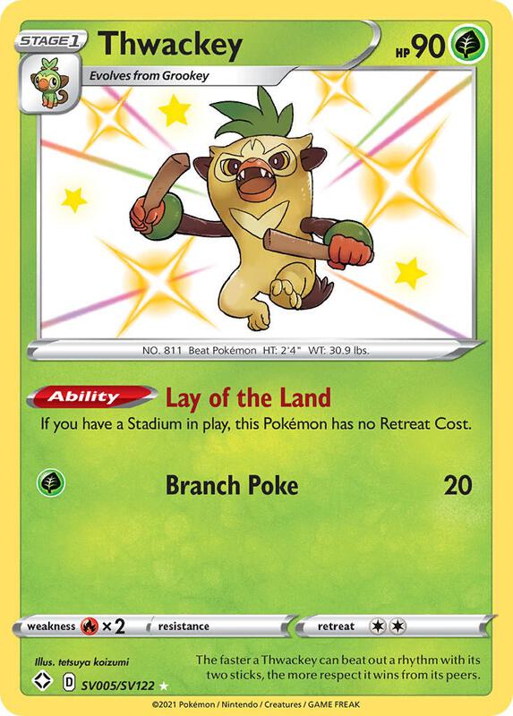 Karta Pokemon Thwackey - Shining Fates: Shiny Vault SV005/SV122