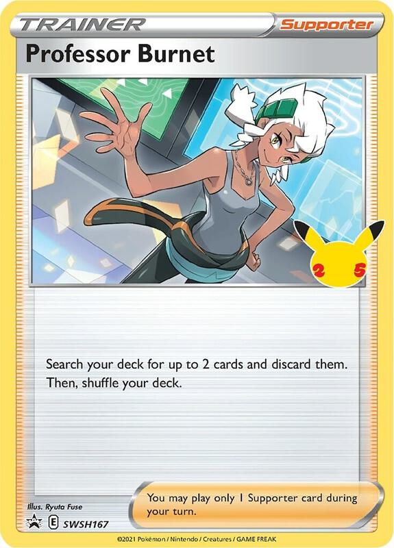 Karta Pokemon Professor Burnet - SWSH167 (25th Anniversary Stamp) - SWSH: Sword & Shield Promo Cards SWSH167