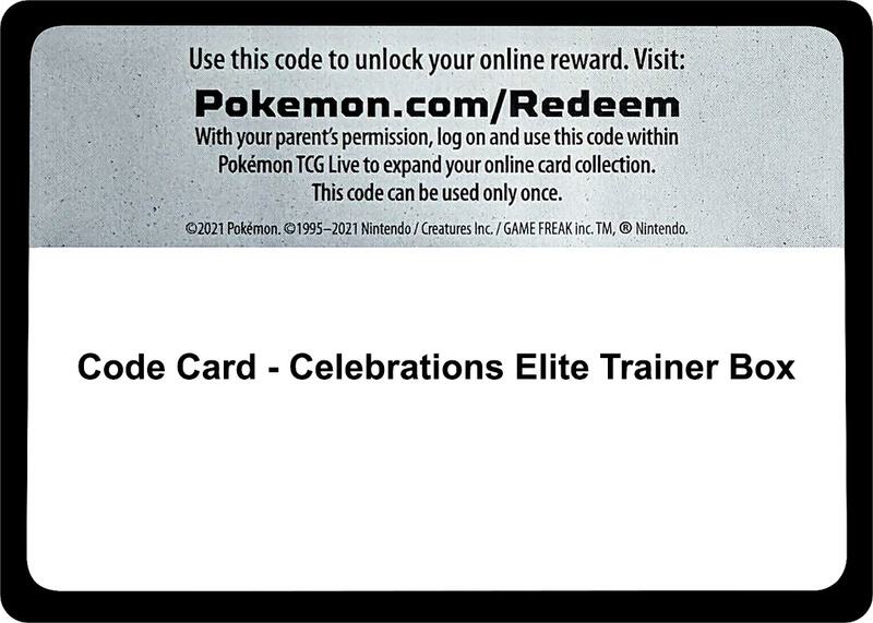 Karta Pokemon Code Card - Celebrations Elite Trainer Box - Celebrations