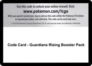 Karta Pokemon Code Card - Guardians Rising Booster Pack - SM - Guardians Rising