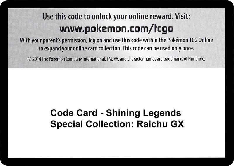 Karta Pokemon Code Card - Shining Legends Special Collection: Raichu GX - Shining Legends