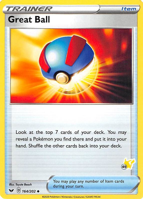 Karta Pokemon Great Ball 164/202 (#49 Pikachu Stamped) - Battle Academy 2022
