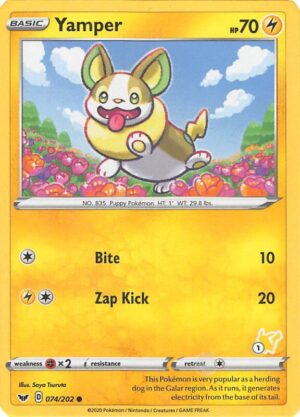 Karta Pokemon Yamper 74/202 (#1 Pikachu Stamped) - Battle Academy 2022