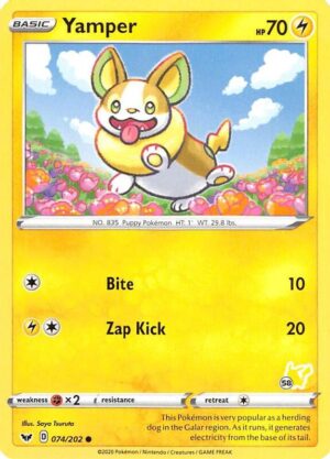 Karta Pokemon Yamper 74/202 (#58 Pikachu Stamped) - Battle Academy 2022