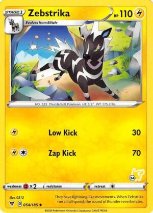 Karta Pokemon Zebstrika 54/185 (#34 Pikachu Stamped) - Battle Academy 2022