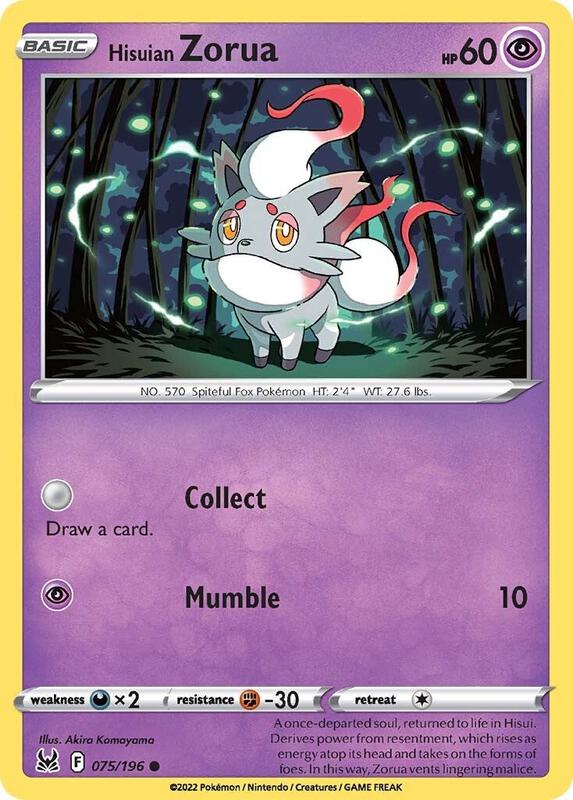 Karta Pokemon Hisuian Zorua 75/196 - SWSH11: Lost Origin