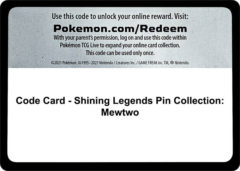 Karta Pokemon Code Card - Shining Legends Pin Collection: Mewtwo - Shining Legends