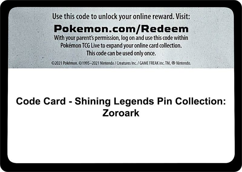 Karta Pokemon Code Card - Shining Legends Pin Collection: Zoroark - Shining Legends