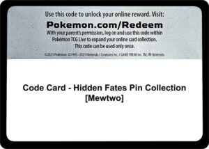 Karta Pokemon Code Card - Hidden Fates Pin Collection [Mewtwo] - Hidden Fates