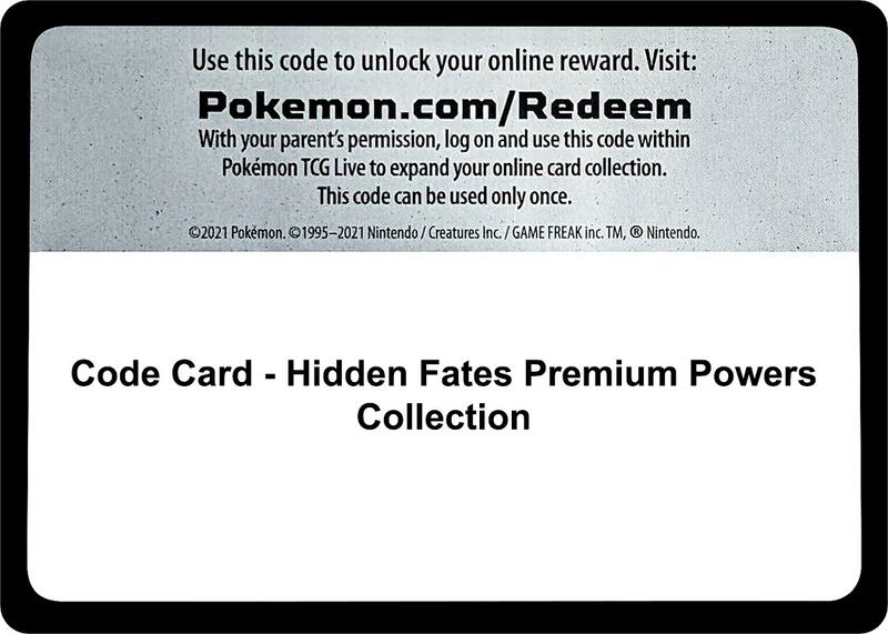 Karta Pokemon Code Card - Hidden Fates Premium Powers Collection - Hidden Fates