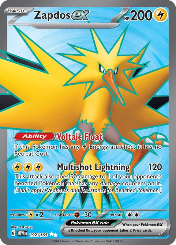 Karta Pokemon Zapdos ex 192/165 - SV: Scarlet & Violet 151