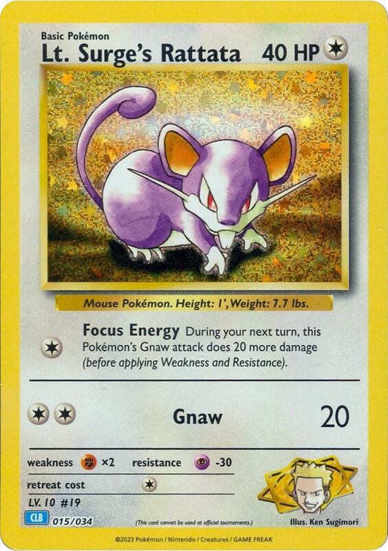 Karta Pokemon Lt. Surge's Rattata 15/034 - Trading Card Game Classic