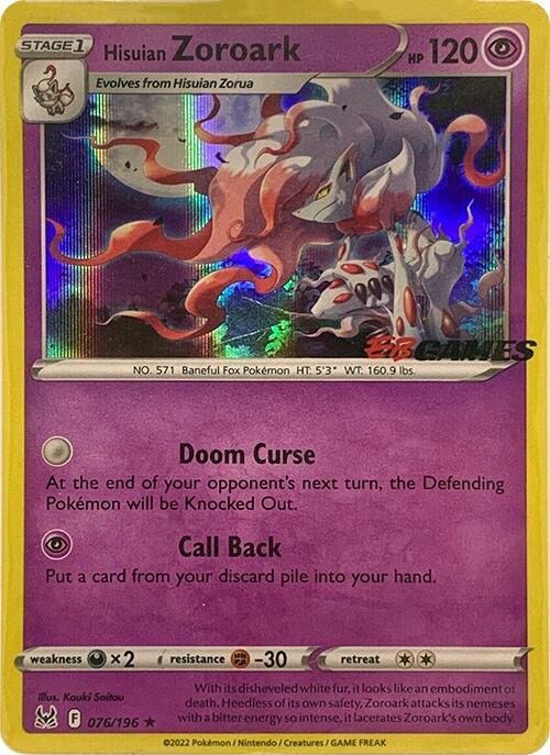 Karta Pokemon Hisuian Zoroark 76/196 (EB Games Exclusive) - Miscellaneous Cards & Products