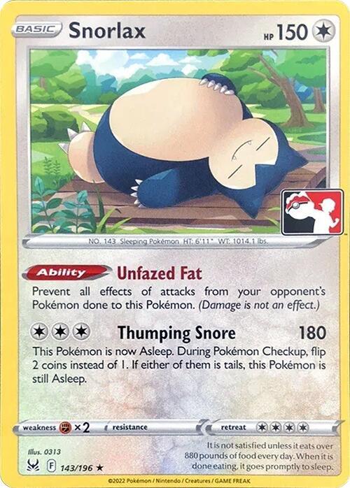 Karta Pokemon Snorlax 143/196 - Prize Pack Series Cards