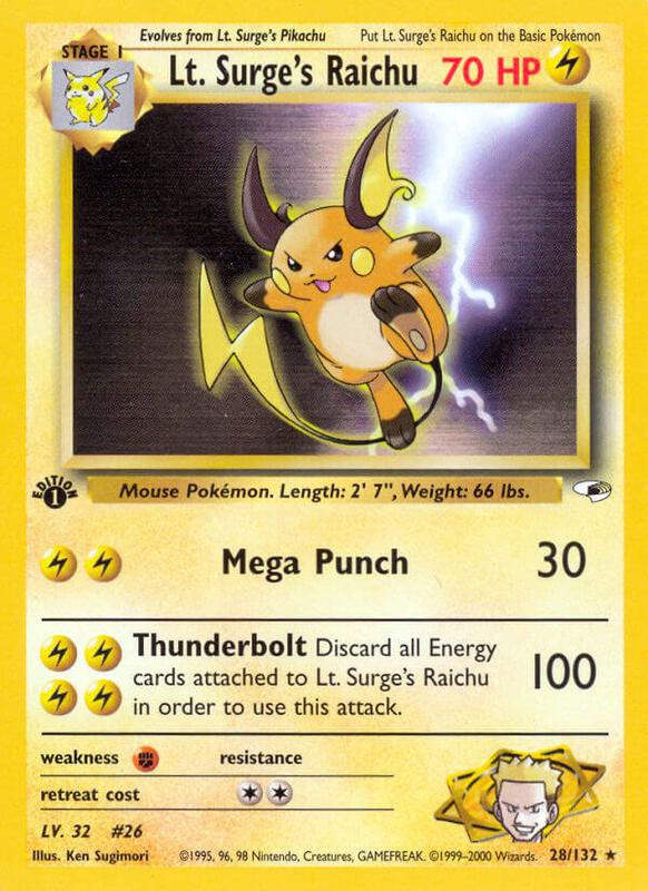 Lt. Surge's Raichu 028/132 - Gym Heroes