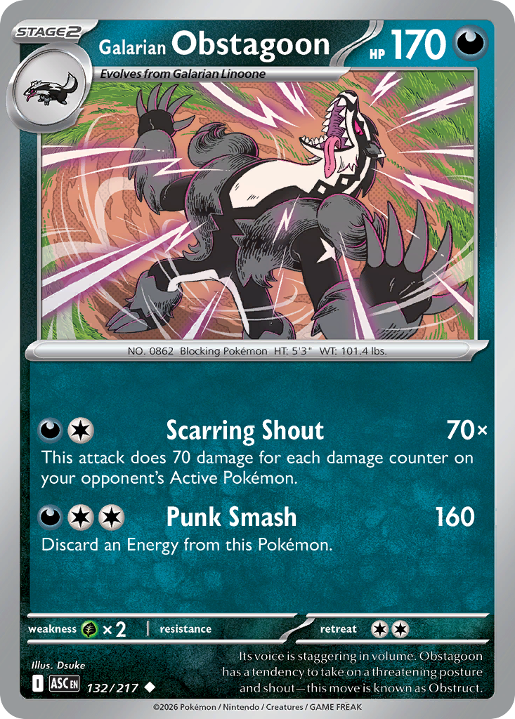 Galarian Obstagoon - 132/217 - ME2.5: Ascended Heroes 132/217/ ( ASC 132 )
