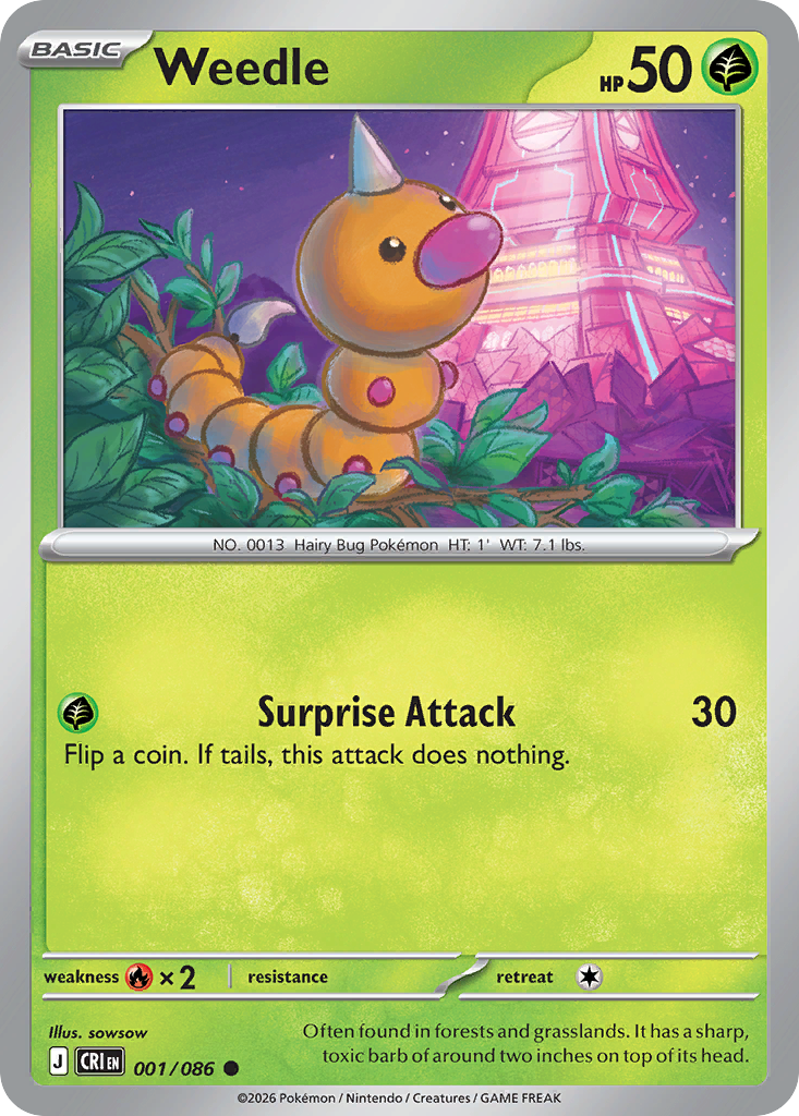 Weedle - 1/86 - ME04: Chaos Rising 1/86/ ( CRI 1 )