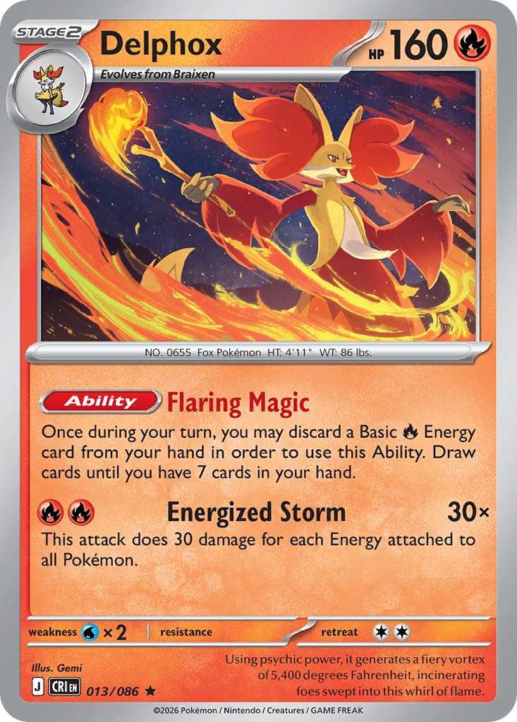 Delphox - 13/86 - ME04: Chaos Rising 13/86/ ( CRI 13 )