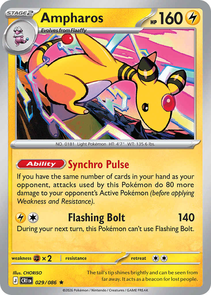 Ampharos - 29/86 - ME04: Chaos Rising 29/86/ ( CRI 29 )