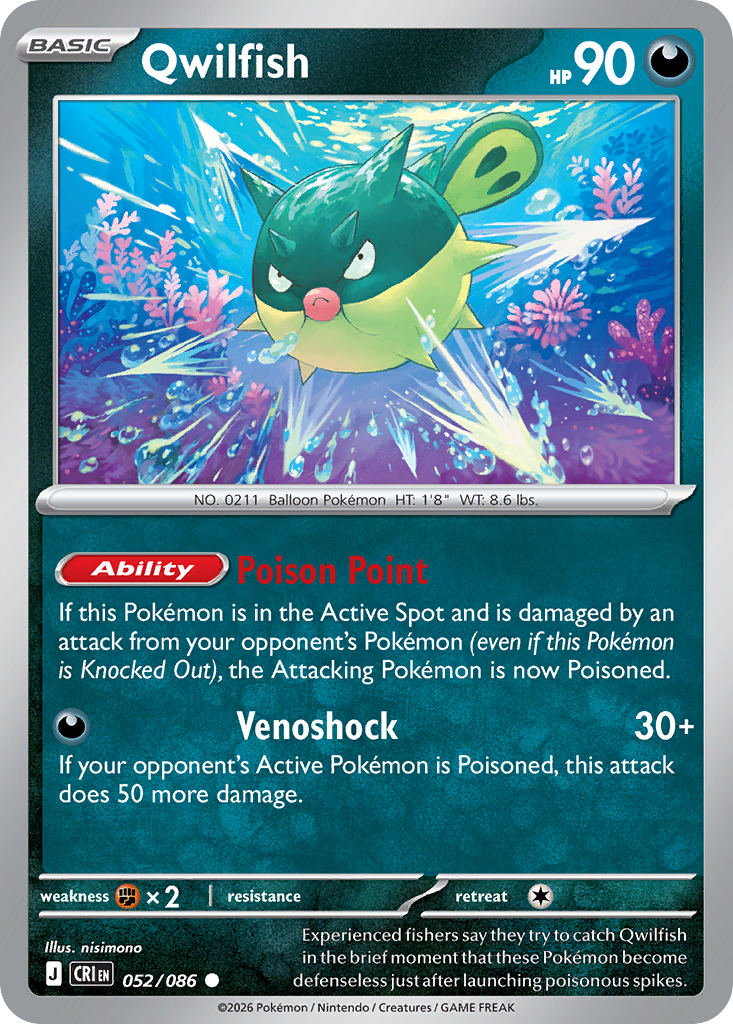 Qwilfish - 52/86 - ME04: Chaos Rising 52/86/ ( CRI 52 )