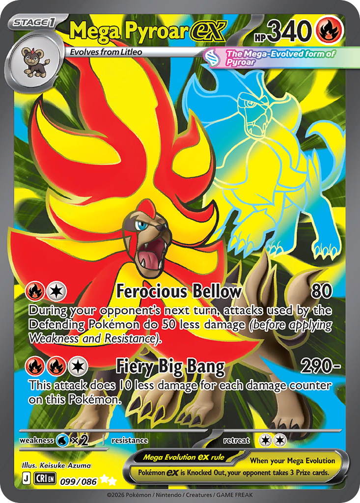 Mega Pyroar ex - 99/86 - ME04: Chaos Rising 99/86/ ( CRI 99 )