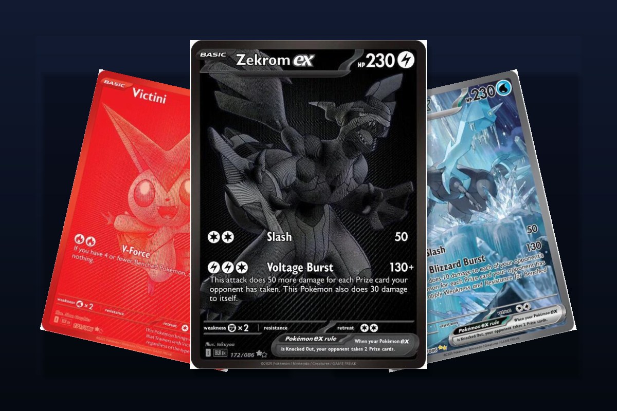 Karty z setu SV Black Bolt: Zekrom ex 172/086, Victini 171/086 i Kyurem ex 165/086
