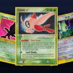 Karty Pokemon z Celebi: Celebi Star z Crystal Guardians, Shining Celebi z Neo Destiny i Crystal Celebi ze Skyridge