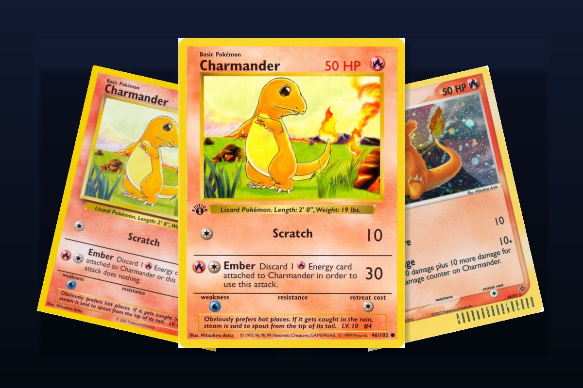 Karty Charmander - Base Set Shadowless, Legendary Collection i Dragon