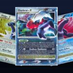 Karty z setu Pokemon Great Encounters: Darkrai LV.X, Dialga LV.X i Palkia LV.X