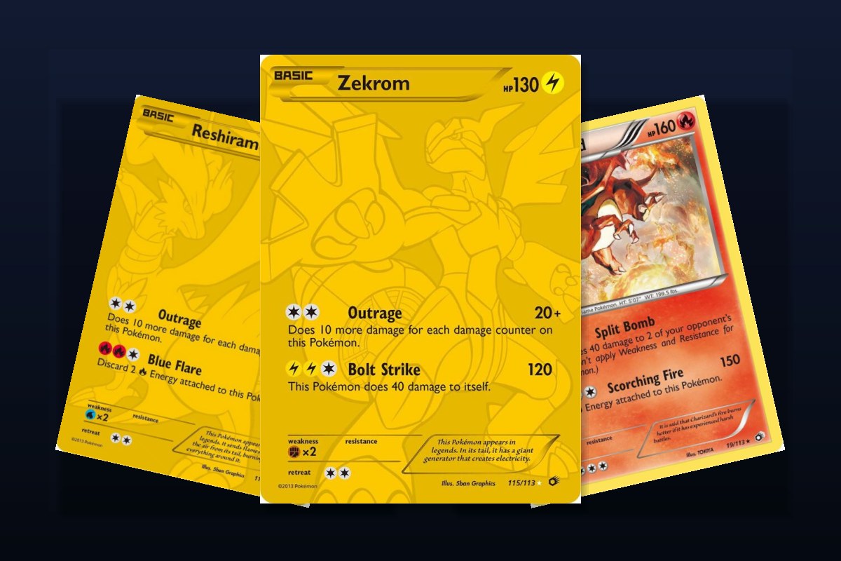 Karty z setu Legendary Treasures: Zekrom, Reshiram i Charizard