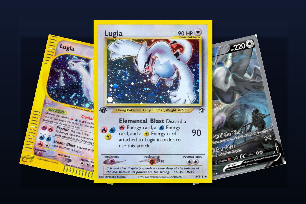Karty Pokemon Lugia z roznych erow TCG