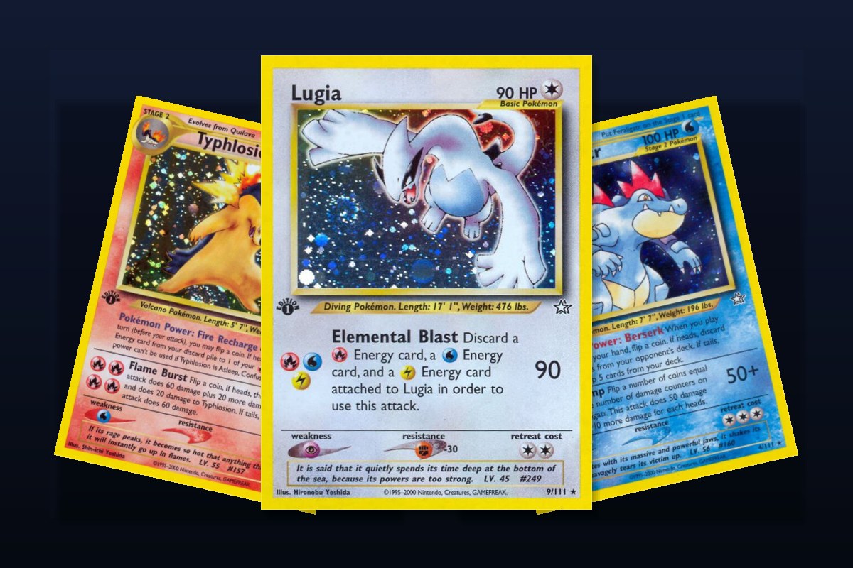 Karty z setu Neo Genesis: Lugia, Typhlosion i Feraligatr