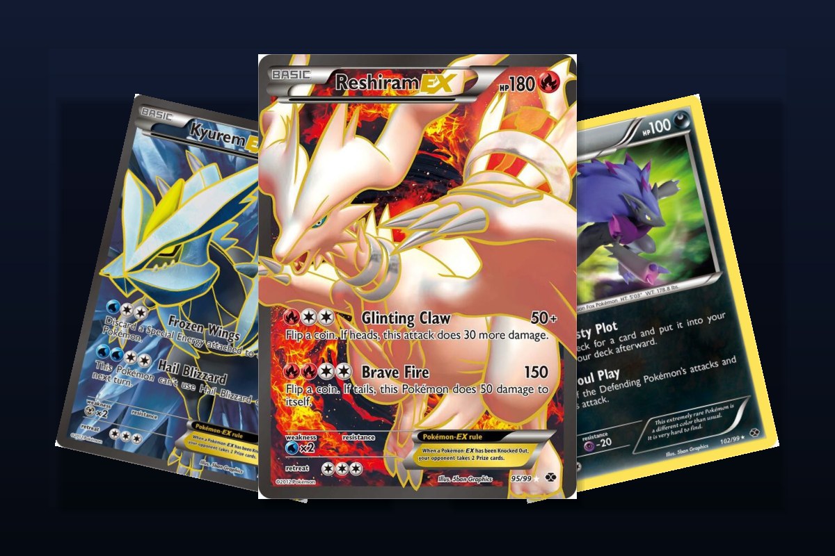 Karty z seta Next Destinies: Reshiram EX Full Art, Kyurem EX Full Art i Zoroark 102/99
