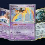 Karty Deoxys z setu EX Deoxys - formy Attack i Defense oraz Rayquaza Star