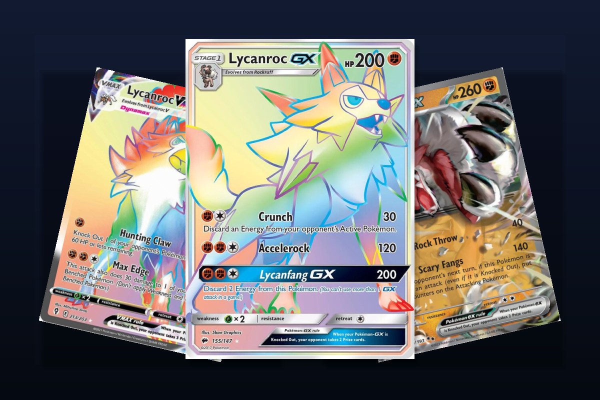 Karty Lycanroc z serii GX, VMAX i ex