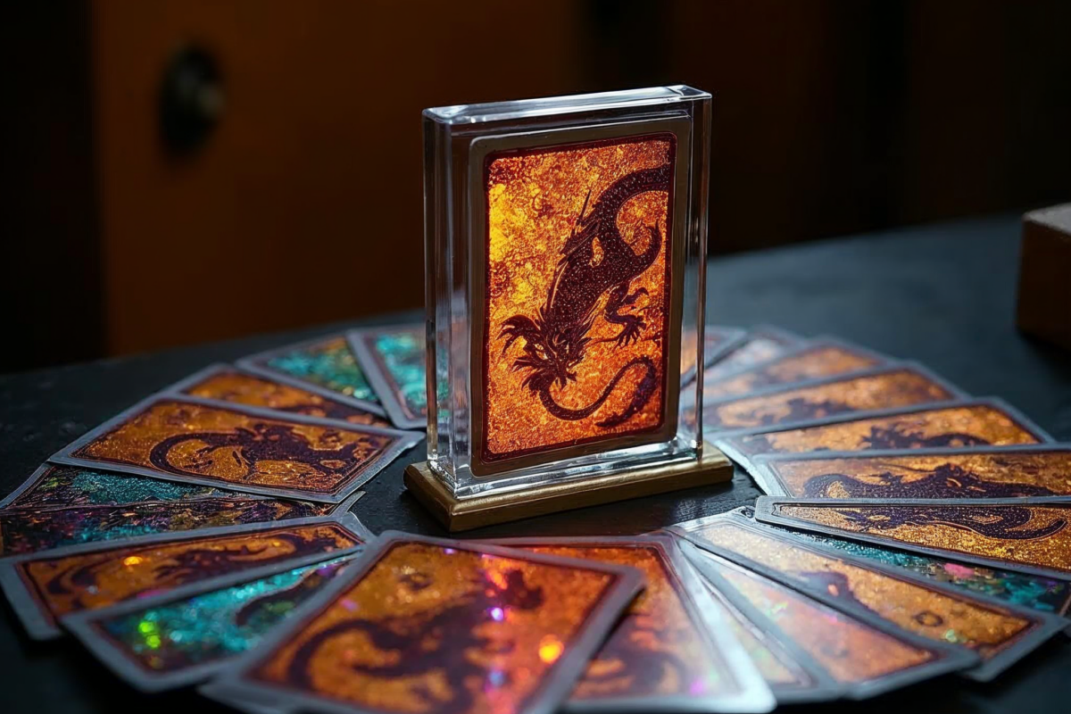 Kolekcja kart Charizard Pokemon TCG w koszulkach ochronnych