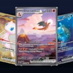 Karty Charizard ex, Mew ex i Blastoise ex z seta Scarlet i Violet 151