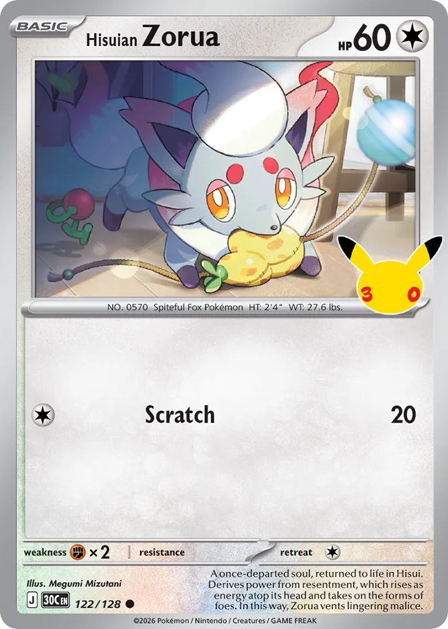 Hisuian Zorua 122/128 – 30th Celebration ( 30C 122 )