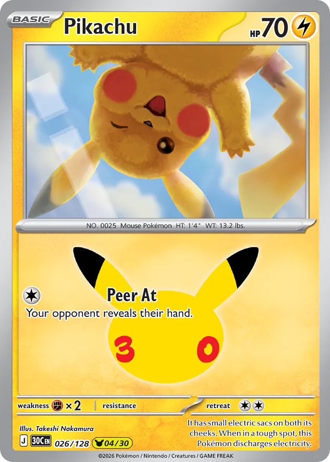 Pikachu 26/128 – 30th Celebration ( 30C 26 )