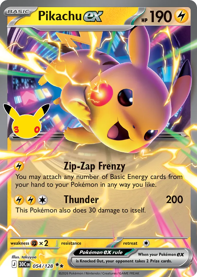 Pikachu ex 54/128 – 30th Celebration ( 30C 54 )
